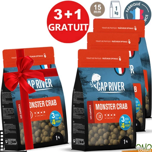 Bouillettes Cap River Monster Crab 15mm 1kg (x3) 1 Bouillettes Cap River Monster Crab 15mm 1kg (x3)