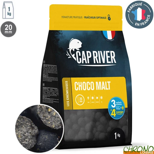 Bouillettes Cap River Choco Malt 20mm 1kg 1 Bouillettes Cap River Choco Malt 20mm 1kg