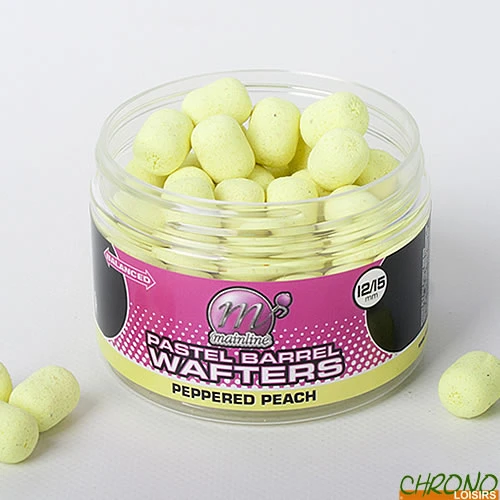 Dumbells Equilibrés Mainline Wafter Barrels Peppered Peach 12x15mm 1 Dumbells Equilibrés Mainline Wafter Barrels Peppered Peach 12x15mm